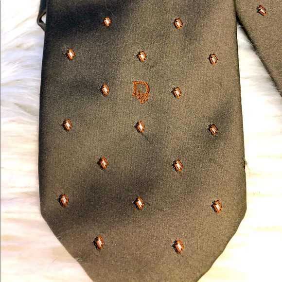 Vintage Christian Dior Monsieur Poly/Silk Neck Tie - Olive Green - Picture 1 of 4
